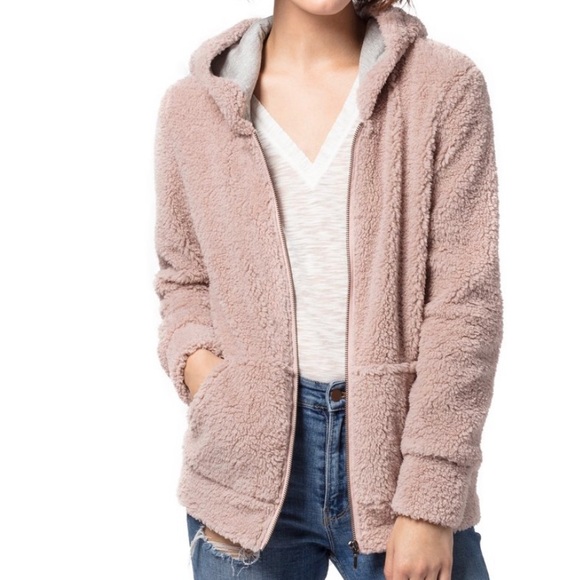 teddy faux fur hoodie